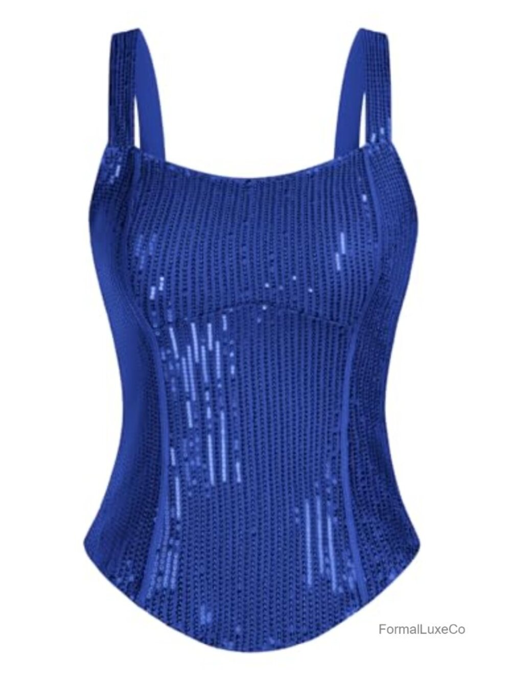 Sequin Bustier Corset Tank Top Square Neck Sleeveless Slim Party Top